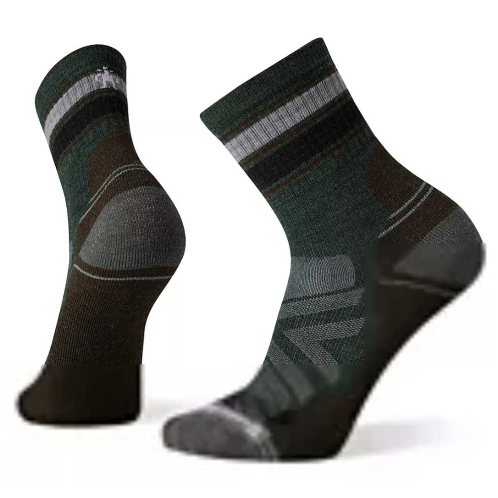 Smartwool Men's Hike Light Cushion Striped Mid Crew Socks - Dark Sage 2 Smartwool Men's Hike Light Cushion Striped Mid Crew Socks - Dark Sage