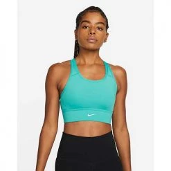 Women's Nike Dri-FIT Swoosh Medium-Support 1-Piece Padded Longline Sports Bra - Washed Teal Bras
