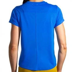 Brooks Tops Women's Distance Graphic Short Sleeve - Heather Bluetiful/Run Relaxed