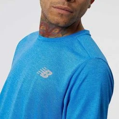 New Balance Men's Impact Run Short Sleeve - Serene Blue Heather 6 New Balance Men's Impact Run Short Sleeve - Serene Blue Heather