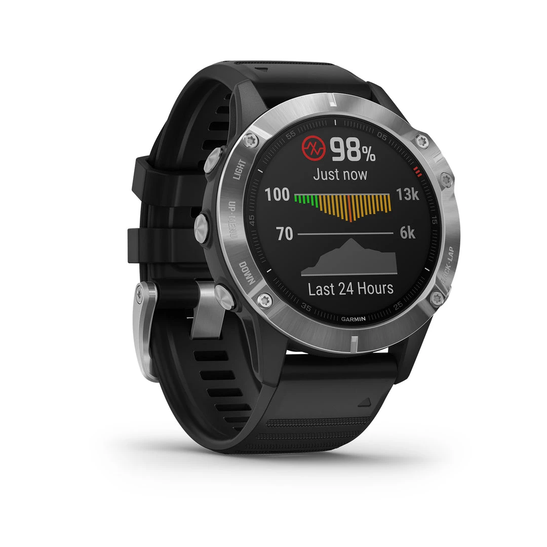 Garmin Fēnix 6 MultiSport Fitness Watch - Silver With Black Band 5 Garmin Fēnix 6 MultiSport Fitness Watch - Silver With Black Band