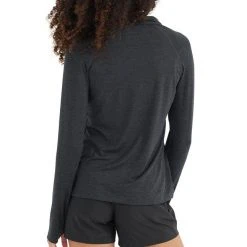 Free Fly Tops Women's Bamboo Flex Quarter Zip - Heather Black