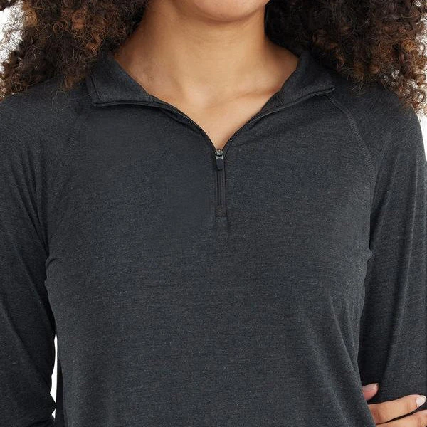 Free Fly Tops Women's Bamboo Flex Quarter Zip - Heather Black 3 Free Fly Tops Women's Bamboo Flex Quarter Zip - Heather Black