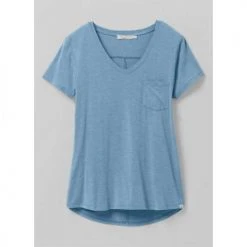 Prana Tops Women's Foundation Short Sleeve V-Neck Top - Sea Mist Heather