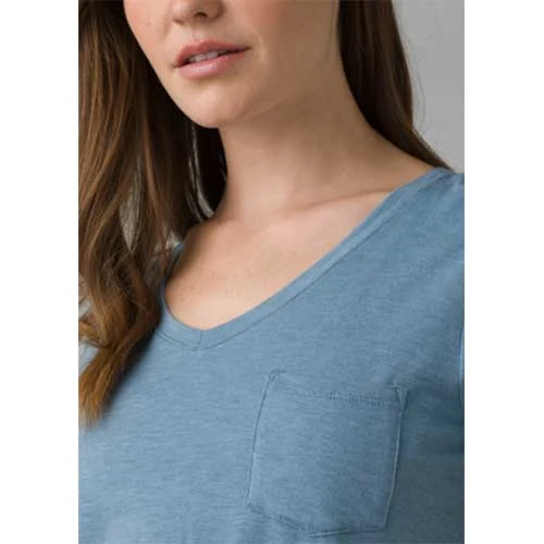 Prana Tops Women's Foundation Short Sleeve V-Neck Top - Sea Mist Heather 4 Prana Tops Women's Foundation Short Sleeve V-Neck Top - Sea Mist Heather