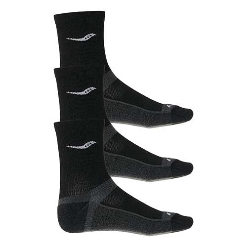 Saucony Socks Men's Inferno Cushioned Mid Crew Sock - Black 1 Saucony Socks Men's Inferno Cushioned Mid Crew Sock - Black