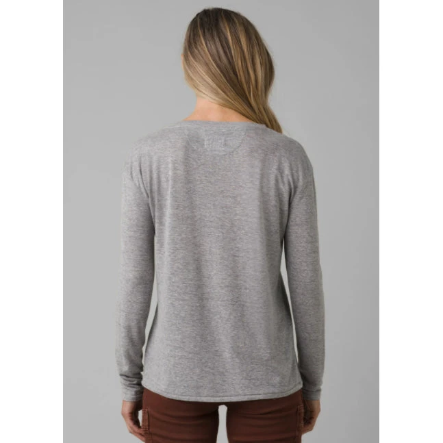 Prana Women's Cozy Up Long Sleeve Tee - Heather Grey Tops 3 Prana Women's Cozy Up Long Sleeve Tee - Heather Grey Tops