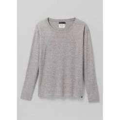 Prana Women's Cozy Up Long Sleeve Tee - Heather Grey Tops