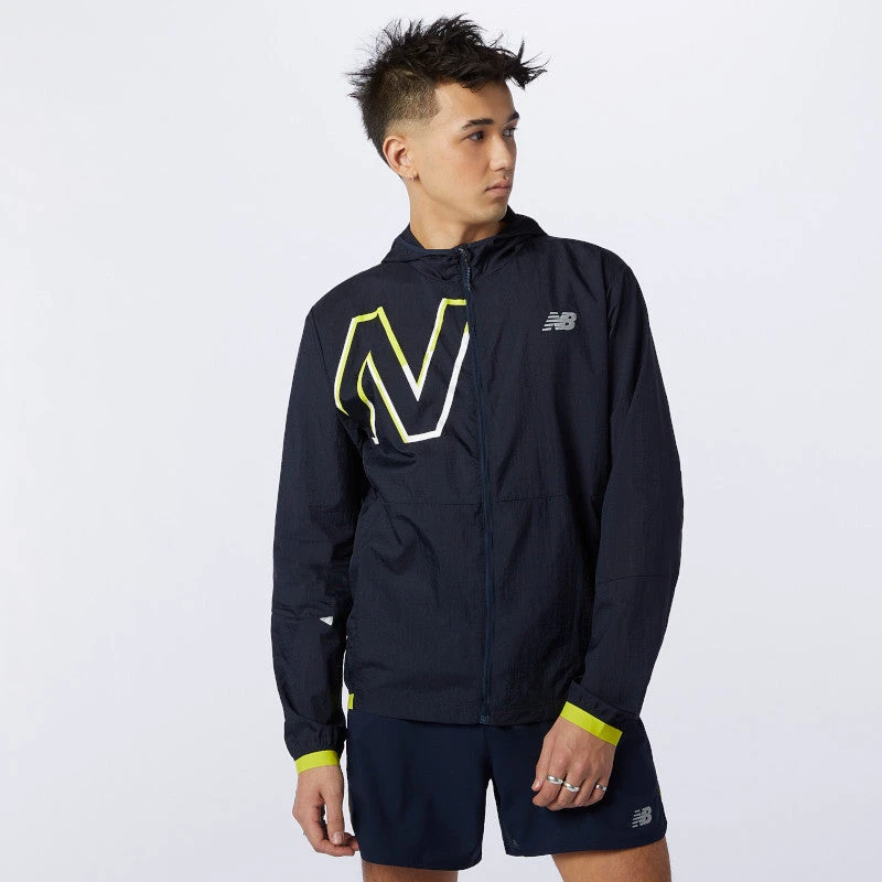 New Balance Men's Printed Impact Run Light Pack Jacket - Sulphur Yellow Apparel 1 New Balance Men's Printed Impact Run Light Pack Jacket - Sulphur Yellow Apparel