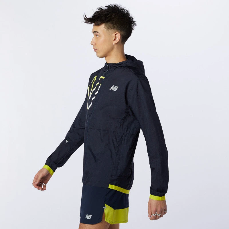 New Balance Men's Printed Impact Run Light Pack Jacket - Sulphur Yellow Apparel 2 New Balance Men's Printed Impact Run Light Pack Jacket - Sulphur Yellow Apparel