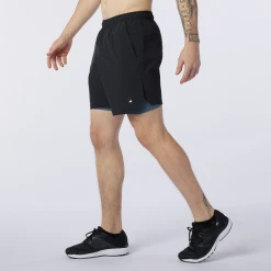 New Balance Men's Fortitech 7in 2 In 1 Short - Black With Grey