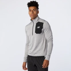 New Balance Tops Men's NB Heat Grid Half Zip Top - Athletic Grey
