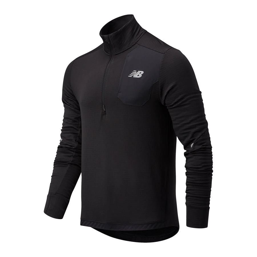 New Balance Apparel Men's NB Heat Grid Half Zip Top - Black 1 New Balance Apparel Men's NB Heat Grid Half Zip Top - Black