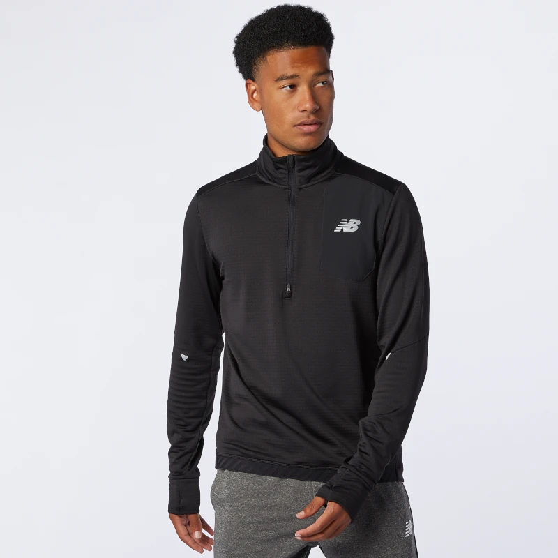New Balance Apparel Men's NB Heat Grid Half Zip Top - Black 3 New Balance Apparel Men's NB Heat Grid Half Zip Top - Black