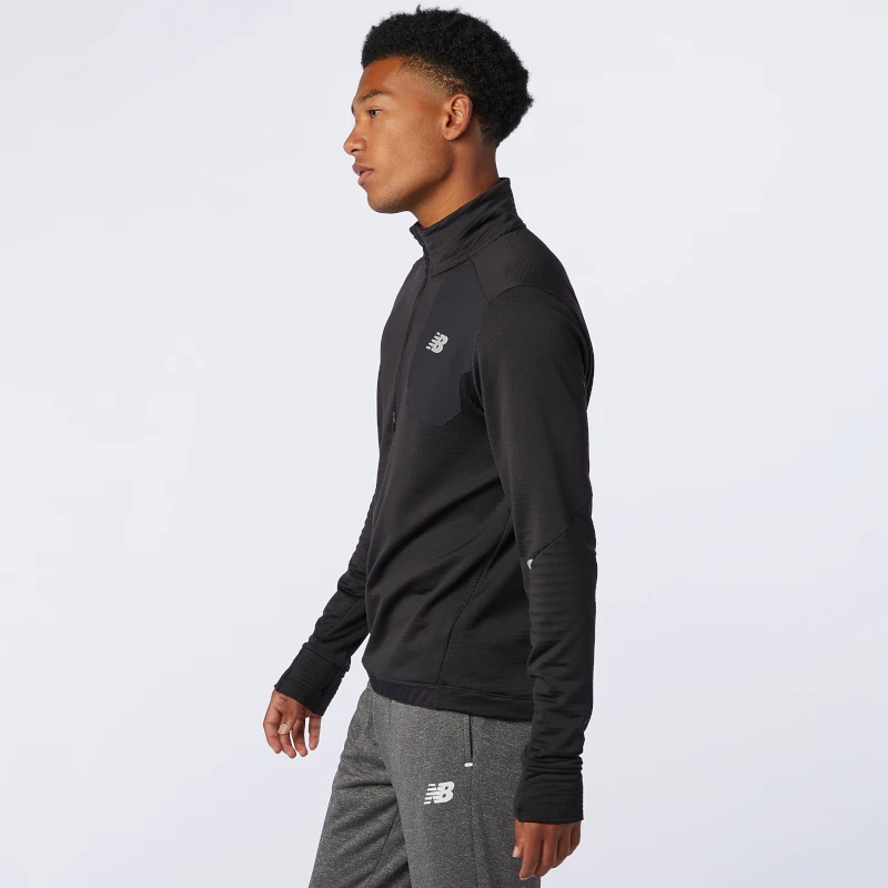 New Balance Apparel Men's NB Heat Grid Half Zip Top - Black 4 New Balance Apparel Men's NB Heat Grid Half Zip Top - Black