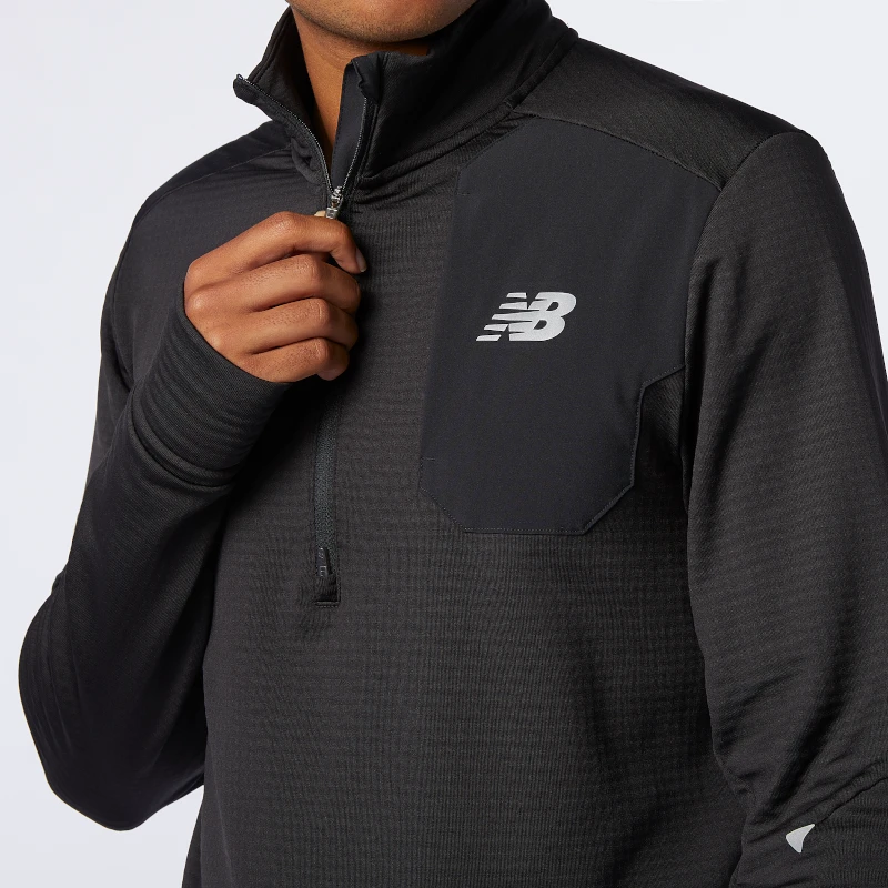 New Balance Apparel Men's NB Heat Grid Half Zip Top - Black 6 New Balance Apparel Men's NB Heat Grid Half Zip Top - Black
