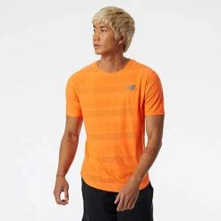 New Balance Men's Q Speed Jacquard Short Sleeve - Vibrant Orange