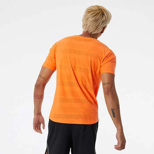 New Balance Men's Q Speed Jacquard Short Sleeve - Vibrant Orange 3 New Balance Men's Q Speed Jacquard Short Sleeve - Vibrant Orange