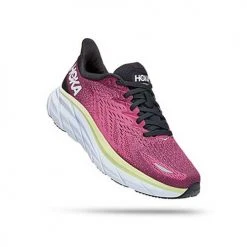 HOKA Shoes Women's Clifton 8 Running Shoe- Blue Graphite/Ibis Rose - Wide (D)