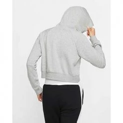 Women's Nike Sportswear Essential Cropped Hoodie - Dk Grey Heather/White