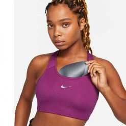 Women's Nike Dri-FIT Swoosh Medium-Support 1-Piece Pad Sports Bra - Sangria Bras