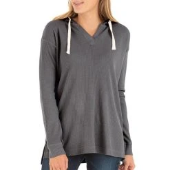 Free Fly Women's Bamboo Waffle Hoody - Steel Grey