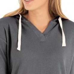 Free Fly Women's Bamboo Waffle Hoody - Steel Grey 5 Free Fly Women's Bamboo Waffle Hoody - Steel Grey