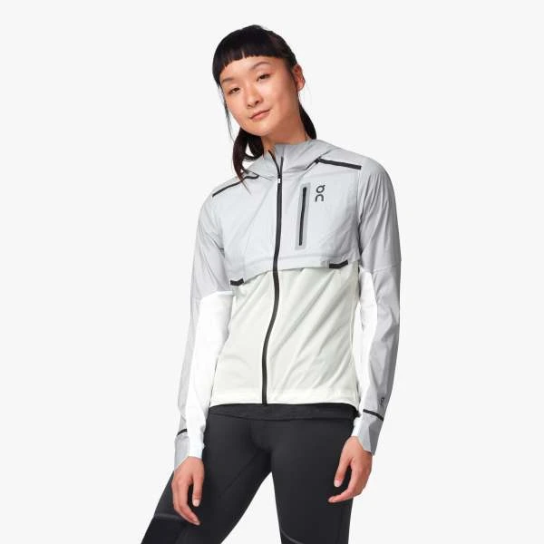 On Running Women's Weather Jacket - Grey/White 1 On Running Women's Weather Jacket - Grey/White