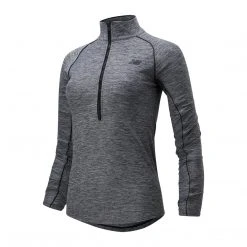 New Balance Women's Transform 1/2 Zip Top - Black Heather Tops