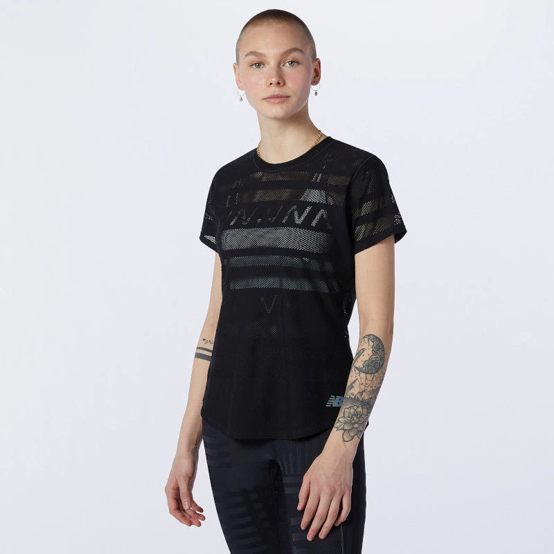 New Balance Women's Q Speed Jacquard Short Sleeve Top - Black 1 New Balance Women's Q Speed Jacquard Short Sleeve Top - Black