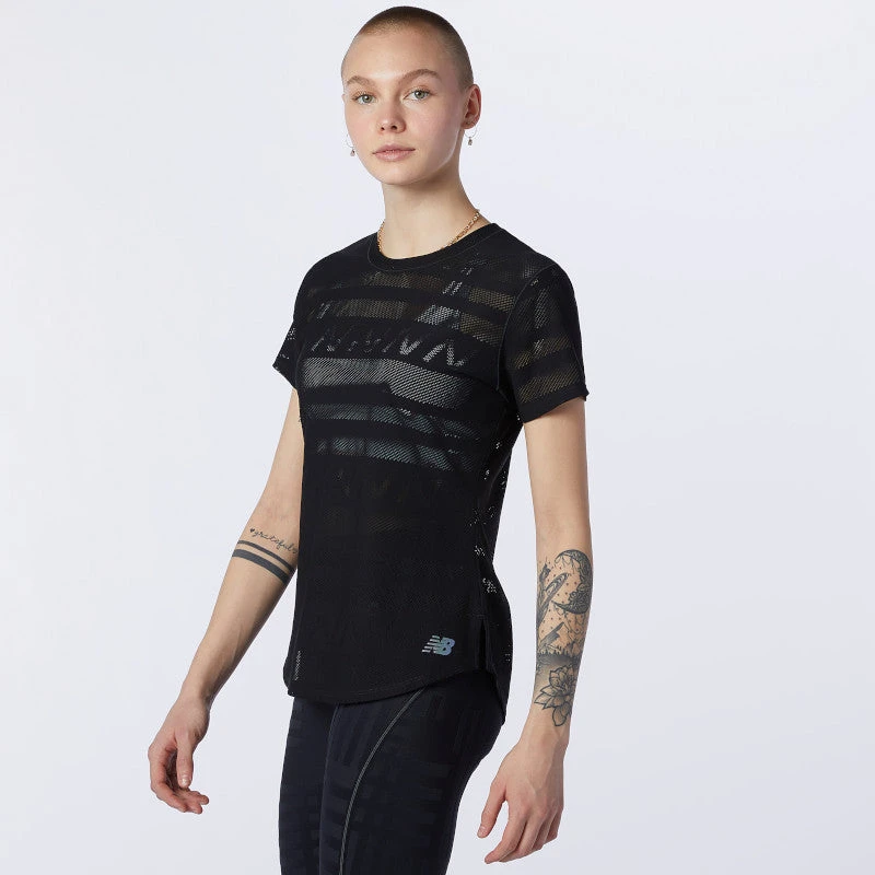 New Balance Women's Q Speed Jacquard Short Sleeve Top - Black 2 New Balance Women's Q Speed Jacquard Short Sleeve Top - Black