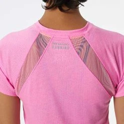 New Balance Women's Impact Run Short Sleeve Top - Vibrant Pink Heather Tops