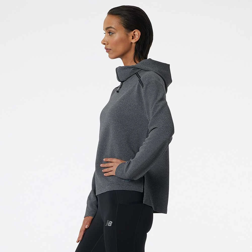 New Balance Women's She Runs Grand Rapids Script Q Speed Shift Hoodie - Black Heather/Light Blue Tops 3 New Balance Women's She Runs Grand Rapids Script Q Speed Shift Hoodie - Black Heather/Light Blue Tops