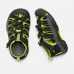 KEEN Little Kids' Newport H2 Sandal - Black/Lime Green
