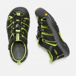 KEEN Youth Big Kids' Newport H2 Sandal - Black/Lime Green