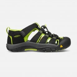 KEEN Youth Big Kids' Newport H2 Sandal - Black/Lime Green