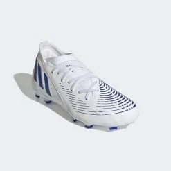 Adidas JR Predator Edge .3 FG Soccer Shoe- White/Hi Res Blue Youth 9 Adidas JR Predator Edge .3 FG Soccer Shoe- White/Hi Res Blue Youth