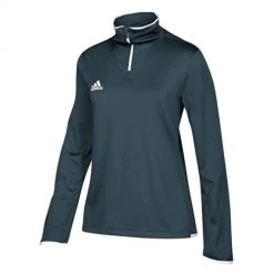 Adidas Women's Soccer Training Apparel Women's Iconic Long Sleeve Quarter Zip Top - Onyx/White