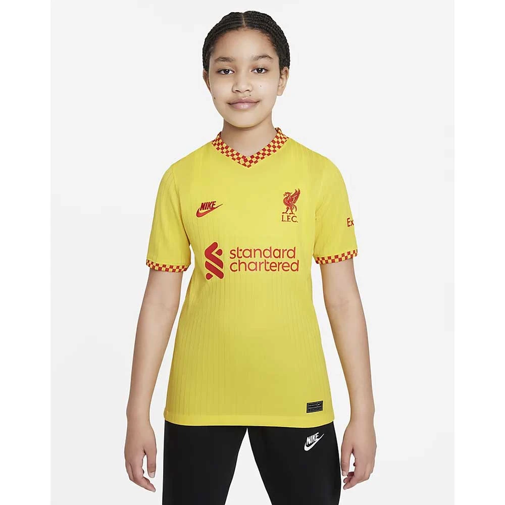 Nike Youth Liverpool FC 2021/22 Stadium 3rd Jersey - Chrome Yellow/Rush Red 1 Nike Youth Liverpool FC 2021/22 Stadium 3rd Jersey - Chrome Yellow/Rush Red