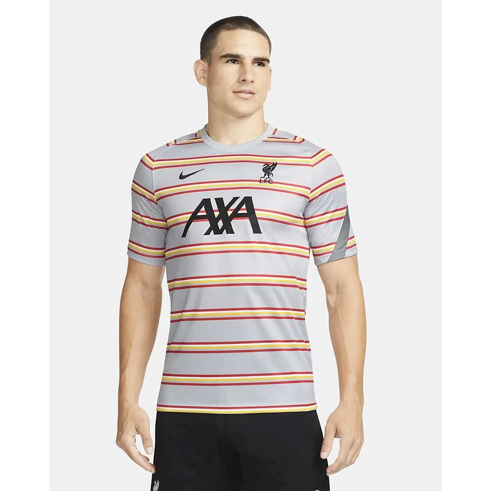 Nike Men's Liverpool Dri-FIT Pre-Match Short Sleeve - Wolf Grey/Smoke Grey/Black 1 Nike Men's Liverpool Dri-FIT Pre-Match Short Sleeve - Wolf Grey/Smoke Grey/Black