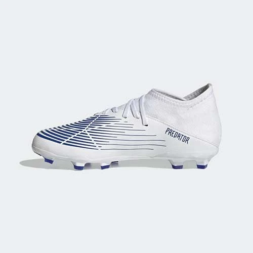 Adidas JR Predator Edge .3 FG Soccer Shoe- White/Hi Res Blue Youth 2 Adidas JR Predator Edge .3 FG Soccer Shoe- White/Hi Res Blue Youth