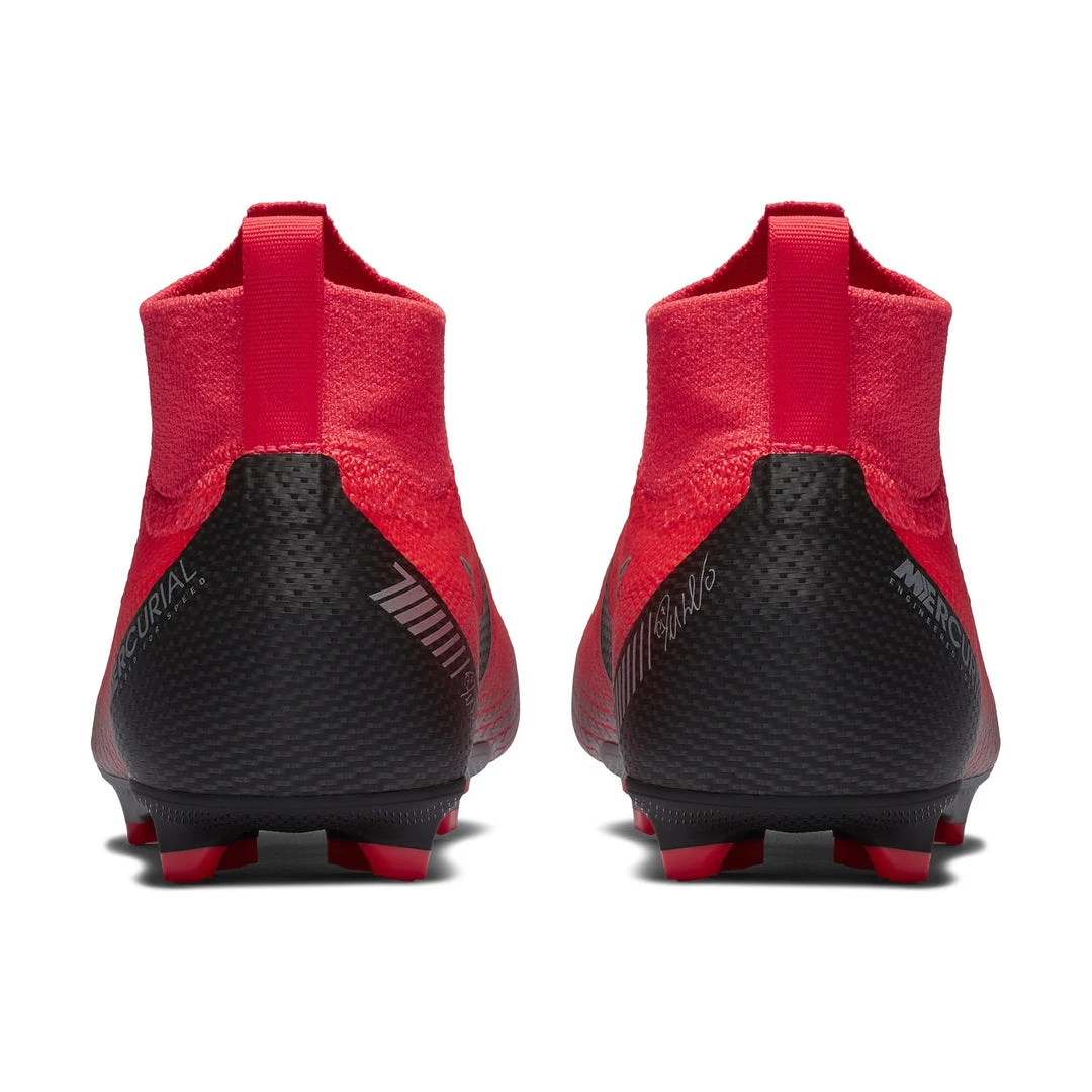 Nike Youth JR Superfly 6 Elite CR7 FG Soccer Cleat - Flash Crimson/Chrome/Dark Grey/Black 9 Nike Youth JR Superfly 6 Elite CR7 FG Soccer Cleat - Flash Crimson/Chrome/Dark Grey/Black