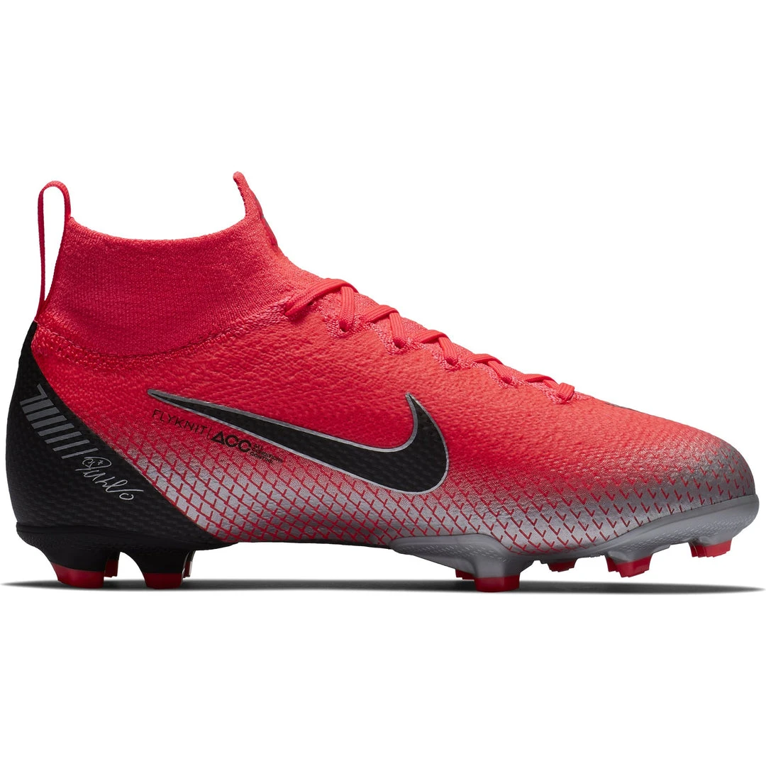 Nike Youth JR Superfly 6 Elite CR7 FG Soccer Cleat - Flash Crimson/Chrome/Dark Grey/Black 7 Nike Youth JR Superfly 6 Elite CR7 FG Soccer Cleat - Flash Crimson/Chrome/Dark Grey/Black