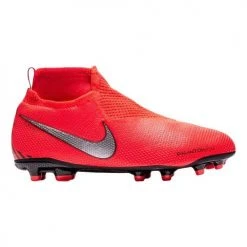 Nike Youth Junior Phantom Vision Elite Dynamic Fit Firm Ground Cleat - Bright Crimson/Metallic Silver