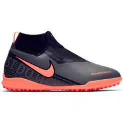Nike Jr. Phantom Vision Academy Dynamic Fit TF Soccer Cleat - Dark Grey/Black/Bright Mango Youth