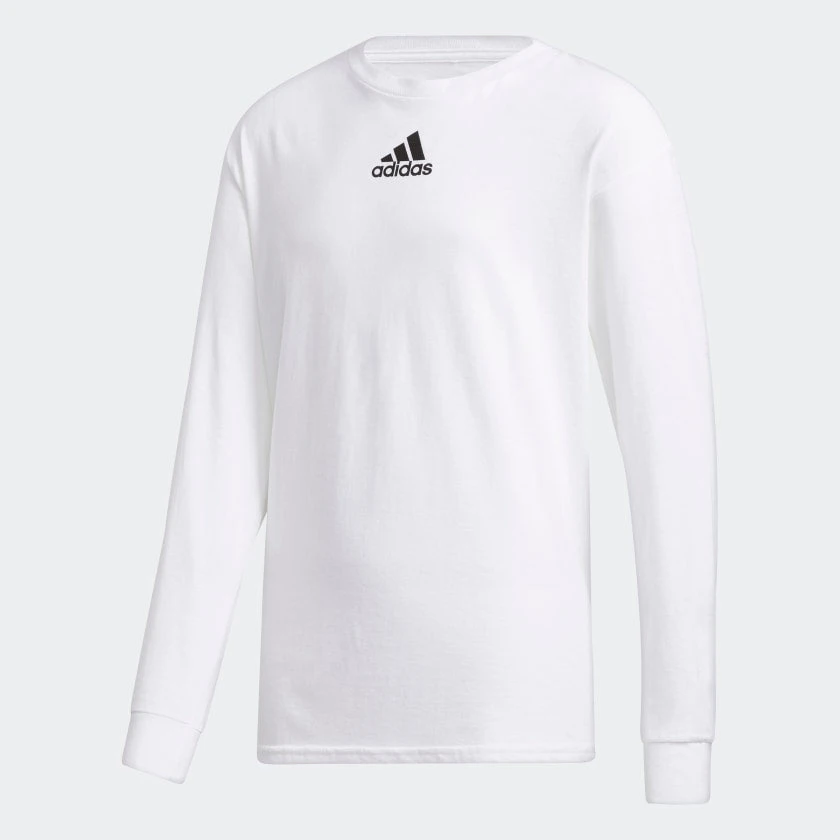 Adidas Youth Amplifier Long-Sleeve Tee - White 1 Adidas Youth Amplifier Long-Sleeve Tee - White