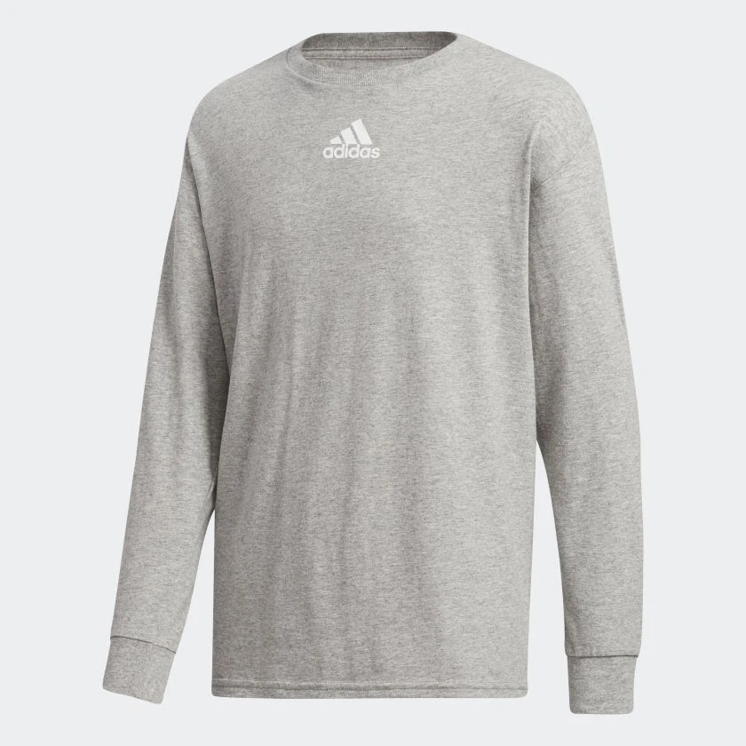 Adidas Youth Amplifier Long-Sleeve Tee - Medium Heather Grey 1 Adidas Youth Amplifier Long-Sleeve Tee - Medium Heather Grey