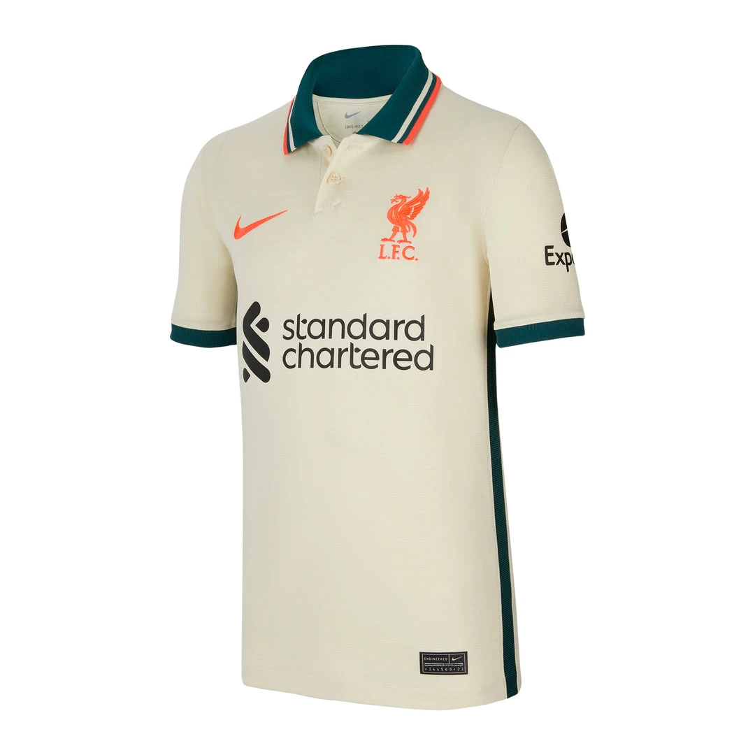 Nike Youth Liverpool FC 2021/22 Away Stadium Jersey - Pale Ivory/Fossil/Bright Crimson 1 Nike Youth Liverpool FC 2021/22 Away Stadium Jersey - Pale Ivory/Fossil/Bright Crimson