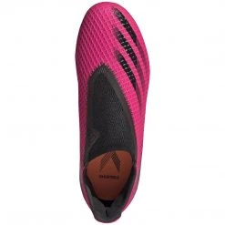 Adidas Youth JR X Ghosted .3 Laceless Firm Ground Soccer Shoe - Shock Pink/Core Black/Screaming Orange