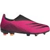 Adidas Youth JR X Ghosted .3 Laceless Firm Ground Soccer Shoe - Shock Pink/Core Black/Screaming Orange